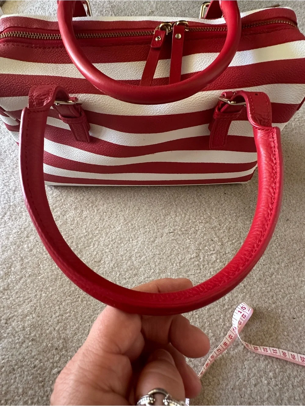 Kate Spade Kennywood Sidney satchel red and white stripe